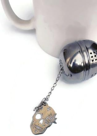Skull Tea Infuser Strainer Metal Ball - Spooky Home Decor, Goth Themed Gifts