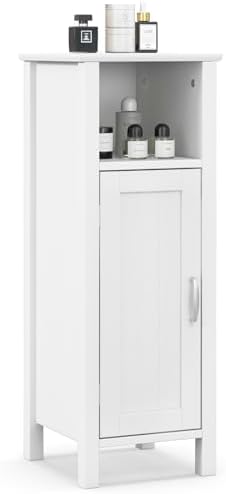 Giantex Narrow Bathroom Storage Cabinet with Adjustable Shelf (White)