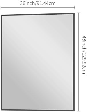 BONEWEI Bathroom Mirror,36x48 inch Large Wall Mirror for Bathroom Wall Mounted Black Rectangle Corner Mirrors,Black Bathroom Mirror for Living Room,Farmhouse,Bedroom Entryway,Horizontal/Vertical