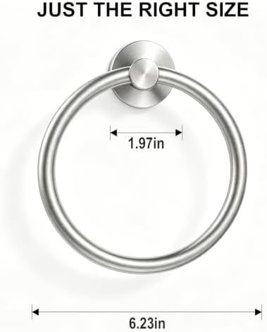 SetSail Towel Holder for Bathroom Wall Brushed Nickel Towel Ring, 2 Pack