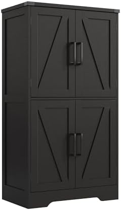 Treocho Farmhouse Bathroom Floor Cabinet with Adjustable Shelves