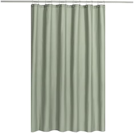 N&Y HOME Fabric Shower Curtain or Liner with Magnets, Sage Green