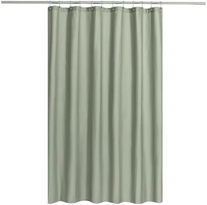 N&Y HOME Fabric Shower Curtain or Liner with Magnets, Sage Green