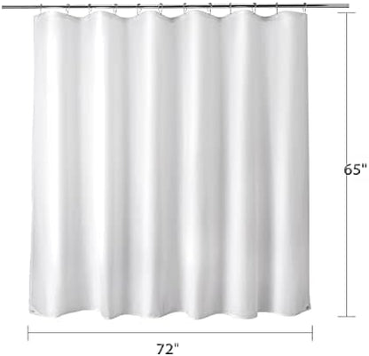 Titanker Fabric Shower Curtain Liner Washable, 72 x 65 Inches, White Shower Liner Fabric with 2 Magnets, Bathroom Polyester Shower Liner Waterproof Soft Lightweight, White