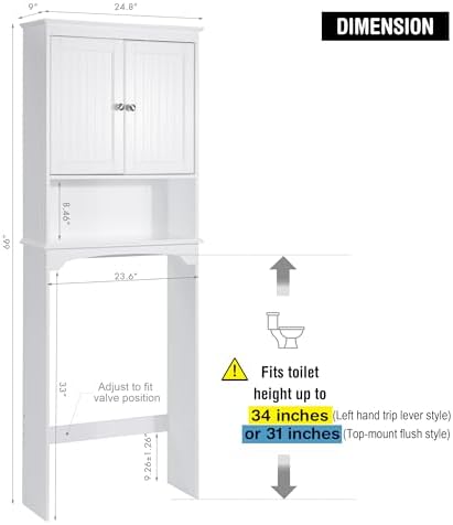 Spirich Over The Toilet Storage Cabinet with Doors, Bathroom Organizer
