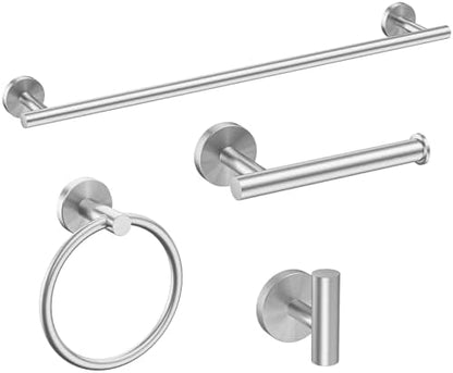 USHOWER 4PCS Brushed Nickel Bathroom Accessories Set, 24-Inch Towel Bar Set