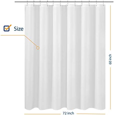 N&Y HOME Short Fabric Shower Curtain Liner 72 W x 60 H inches, White