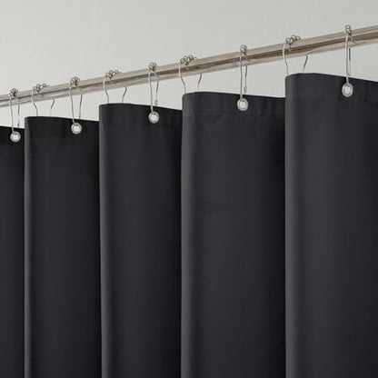 1 Pack Water-Repellent Fabric Shower Curtain Liner, 72x84 Black