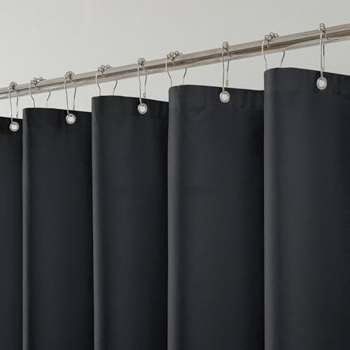 1 Pack Water-Repellent Fabric Shower Curtain Liner, 72x78 Black