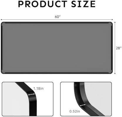 Kosmonia 60x28 inch Black Bathroom Mirror Metal Framed Rounded Rectangle