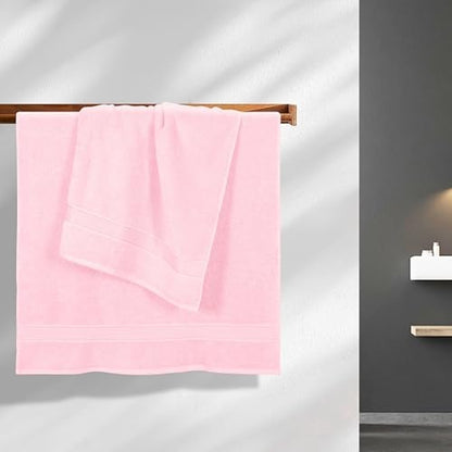 Belizzi Home Cotton 2 Pack Oversized Bath Towel Set 28x55 inches, Large Bath Towels, Ultra Absorbant Compact Quickdry & Lightweight Towel, Ideal for Gym Travel Camp Pool - Pink