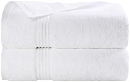 SUPERIOR Egyptian Cotton Bath Towel Set, Home Bathroom Towels, Master, Guest Bath, Decor Essentials, Quick Dry, Absorbent, Large Body Towels, Spa, Hotel, Resort, Adult, Kids, Set of 2, White