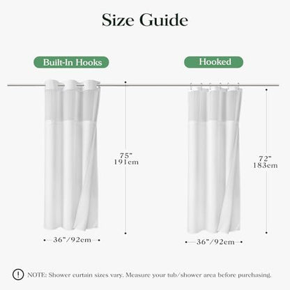Dynamene White Hook Free Waffle Shower Curtain & Snap-in Fabric Liner,36x75