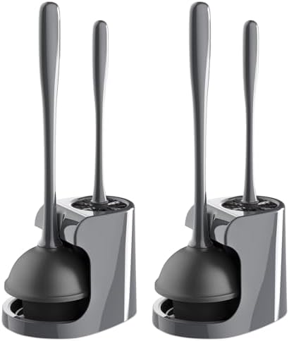 MR.SIGA Toilet Plunger and Brush Combo for Toilet Cleaning, Gray, 2 Set (Pack of 6)