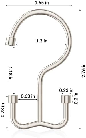 Goowin Shower Curtain Hooks, Shower Curtain Rings, Metal Shower Curtain Hangers Rust Proof, Double Glide Shower Rings for Curtain, Simple Shower Hooks for Shower Curtain, Nickel, 24 Pack-Cylinders