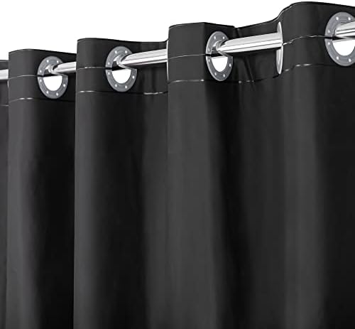 No Hook PEVA Shower Curtain or Liner, Standard Size 71 x 74, Black