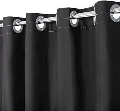 No Hook PEVA Shower Curtain or Liner, Standard Size 71 x 74, Black
