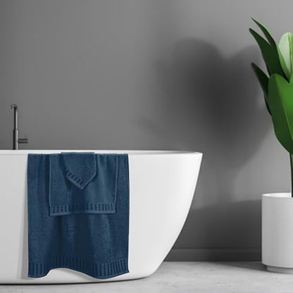BELIZZI Home Ultra Soft 3 Pack Cotton Towel Set, Contains a Bath Towels 28x55 inch, a Hand Towels 16x24 inch & a Wash Coths 12x12 inch, Ideal Everyday use, Compact & Lightweight - Mineral Blue