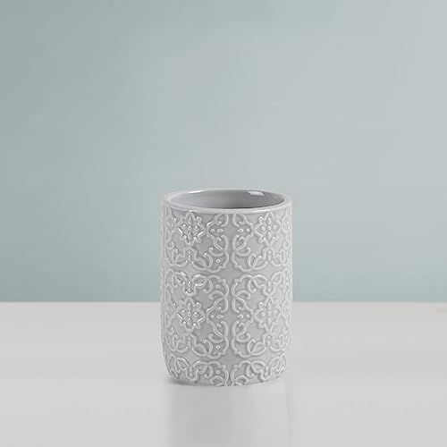 Martha Stewart Tara Bath Accessory Set Medallion, Grey