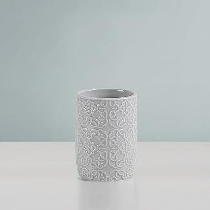Martha Stewart Tara Bath Accessory Set Medallion, Grey