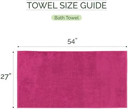 Elegant Comfort 100% Turkish Cotton Corduroy Ribbed Luxury Soft 2 Pack Bath Towels 27 x 54 Inch - Ultra Plush, Absorbent, Quick Dry, Hotel Spa Quality Towels for Bathroom Essentials, Hot Pink