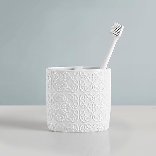 Martha Stewart Tara Bath Accessory Set Medallion, White