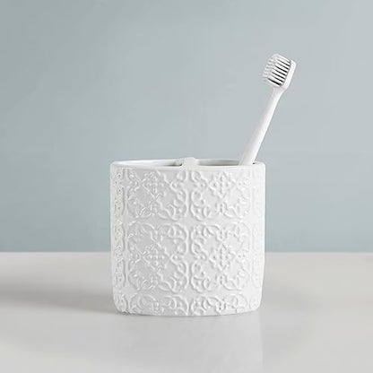 Martha Stewart Tara Bath Accessory Set Medallion, White