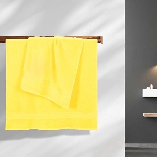 Belizzi Home Cotton 2 Pack Oversized Bath Towel Set 28x55 inches, Large Bath Towels, Ultra Absorbant Compact Quickdry & Lightweight Towel, Ideal for Gym Travel Camp Pool - Yellow