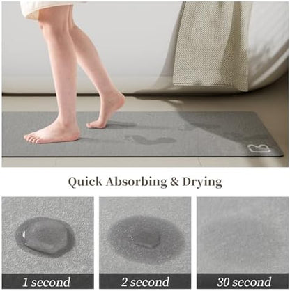 RUERYA Bathroom Rugs and Mats Set 2 Piece Diatomaceous Earth Bath Mat,Gery