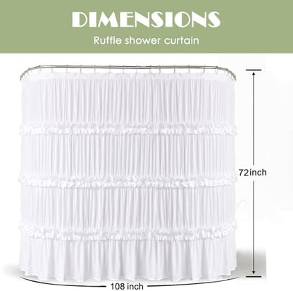 Homechoice Decor Extra Wide Shower Curtain 108"W x 72"L with 18 Buttonholes