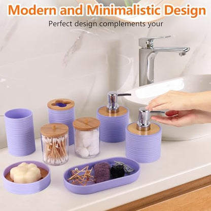 10 PCS Purple Bathroom Accessories Set with Trash Can Bathroom Accessory