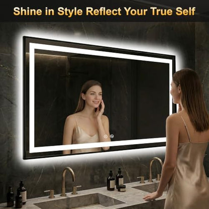 LED Bathroom Mirror with Light, 30x50 Vanity Mirror for Wall with Frame