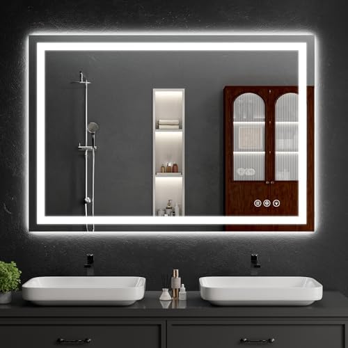 LED Bathroom Mirrors 36"x44" Bathroom Mirror with Lights for Wall, Backlit + Front Lit, 3 Colors, Anti-Fog, Dimmable Brightness for Vanity,Bathroom, Entryway, Living Room