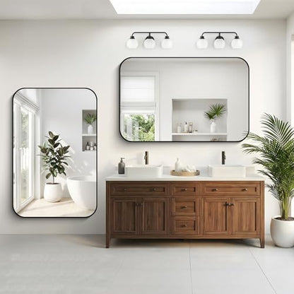 DESBING 36" x 55"Bathroom Mirror, Matte Black Wall Mirror with Metal Frame, Decorative Rectangular Vanity Mirror for Bedroom Bathroom Living Room Entryway (Horizontal/Vertical)