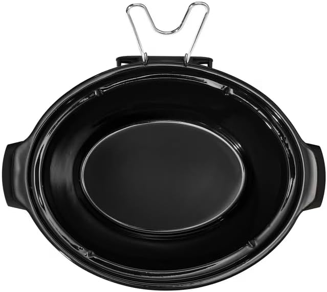 B 6 Qt Programmable Slow Cooker with Digital Timer, 5 Cooking Functions, Removable Ceramic Pot, Tempered Glass Lid, Dishwasher Safe (Black Sesame)