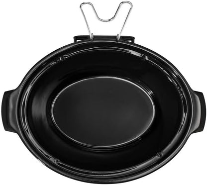 B 6 Qt Programmable Slow Cooker with Digital Timer, 5 Cooking Functions, Removable Ceramic Pot, Tempered Glass Lid, Dishwasher Safe (Black Sesame)