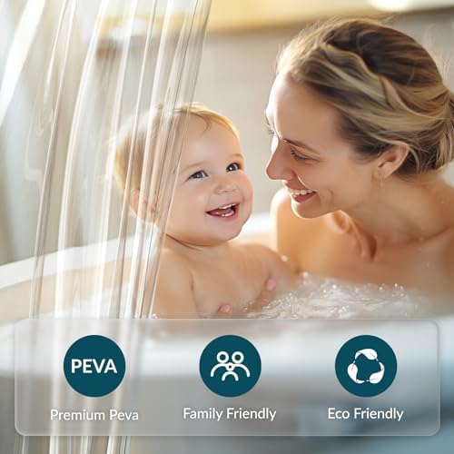 Titanker 2 Pcs Shower Curtain Liner, 72x72 Clear Shower Liner PEVA Lightweight Inside Shower Curtains for Bathroom with Magnets and Grommet