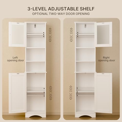 Gizoon 67.1" Tall Bathroom Storage Cabinet with Adjustable Shelves