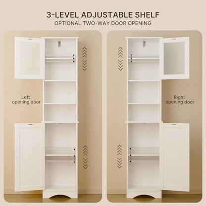 Gizoon 67.1" Tall Bathroom Storage Cabinet with Adjustable Shelves