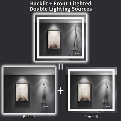 LOAAO 40"X36" LED Bathroom Mirror with Lights, UL Listed