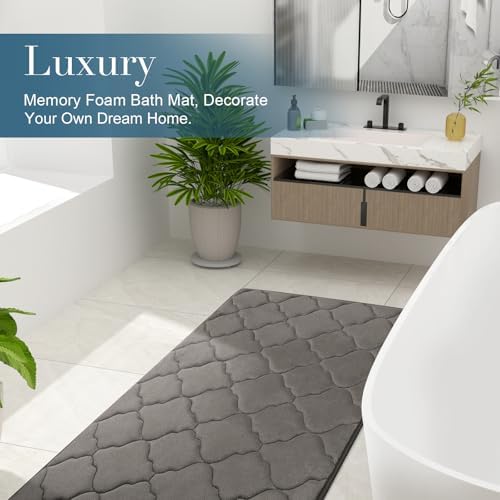 OLANLY Memory Foam Bath Mat Rug 24x16, Ultra Soft Bathroom Rugs, Taupe
