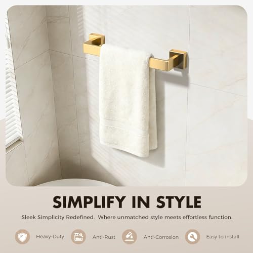 5-Pieces Gold Bathroom Accessories Set, 16 Inch Towel Bar Set