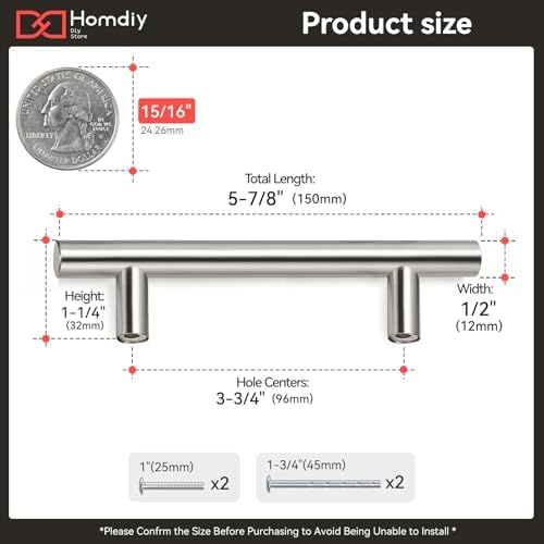 homdiy Brushed Nickel Cabinet Pulls Cabinet Handles,200 Pack 96mm 3-3/4 inch Hole Centers Silver Drawer Pulls for Kitchen, Bedroom, Bathroom