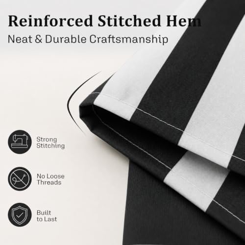 Ohocut Vertical Striped Shower Curtain, Cute Retro Vintage Stripe Bathroom Shower Curtain, Waterproof Polyester Fabric Modern Bath Curtain for Bathroom 72x72 Inches Black and White