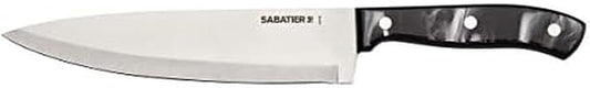 Sabatier Triple Riveted Chef Knife, 8-Inch, High-Carbon Stainless Steel, Razor-Sharp Kitchen Knife to Cut Fruit, Vegetables and more, Black