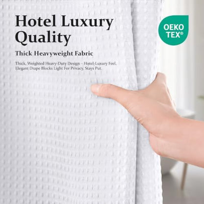 Dynamene Stall Waffle Shower Curtain 256 GSM Heavy Fabric 54x72 White