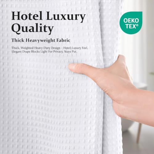 Dynamene Extra Wide Waffle Shower Curtain 256 GSM Fabric 108x72 White
