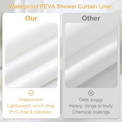 3 in 1 Blue Marble Shower Curtain Set with PEVA Liner & 12 Hooks, 72 x 84