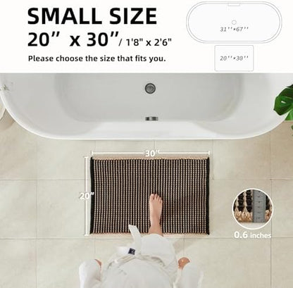 TYUU Waffle Bath Mat, Boho Bathroom Rugs Non Slip, 30x20 Khaki & Black