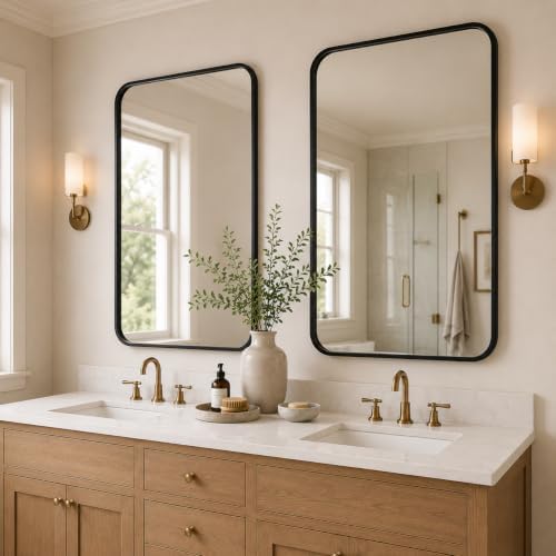 USHOWER 2-Pack Black Bathroom Mirrors for Over Sink 24 x 36 Inch